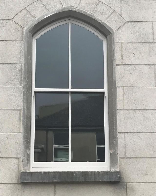 Curved-head sliding sash — One of 26 · sash weights · slimline double glazing