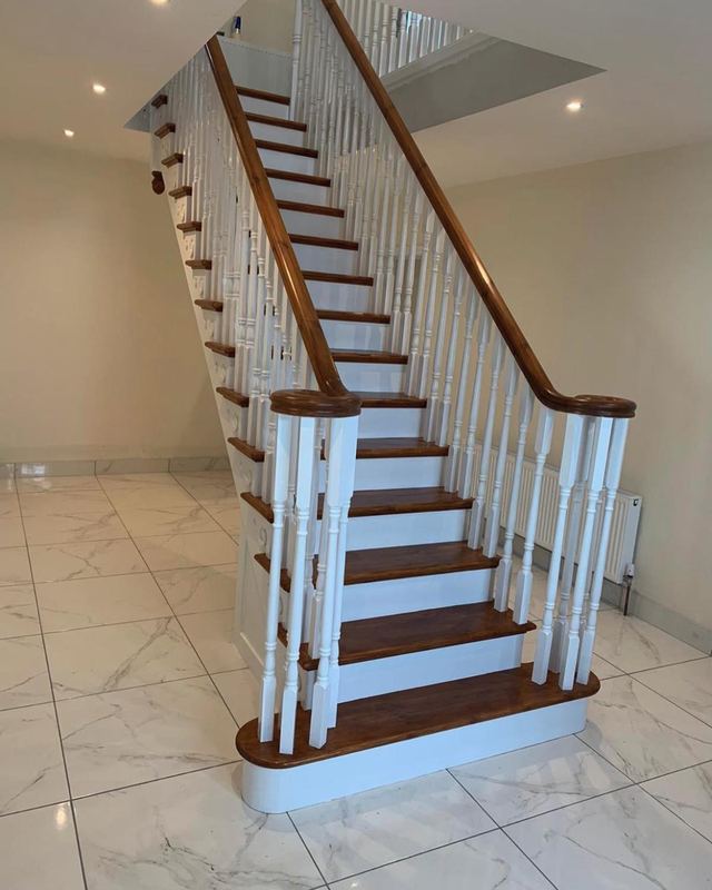 Cut-string staircase — Red deal · supplied and installed